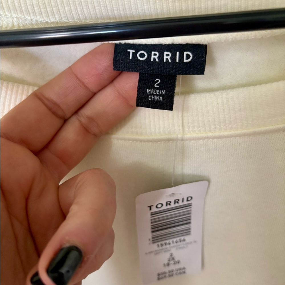 Torrid Cream Sweatshirt with Rainbow Stripes -New with Tags. - Picture 5 of 8